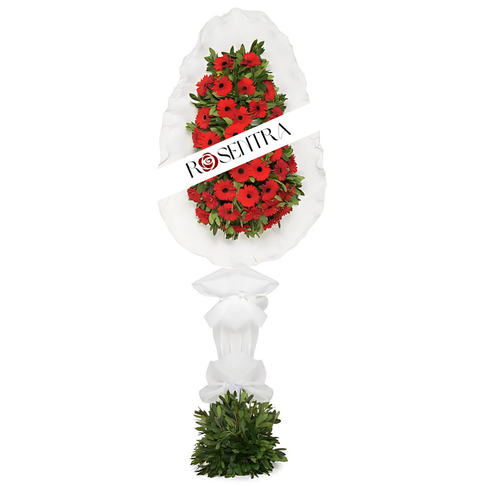Tek Katlı Kırmızı Gerbera Çiçekleri Çelenk - Rosentra | Premium Flowers