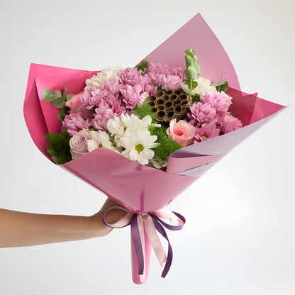 Daisy Rose Bouquet – Pembe Beyaz Papatya ve Gül Buketi